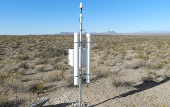 A cosmic-ray neutron soil moisture sensor measures the average soil moisture of the watershed.